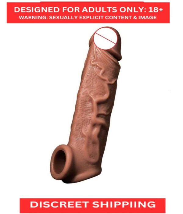 6.75 inch indian dark chocolate jumbo reusable condom washable penis extender condom - Image 3