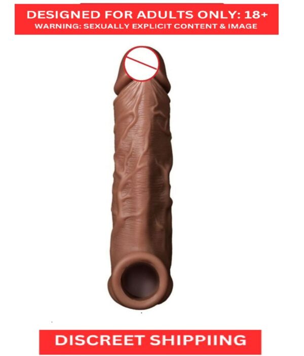 6.75 inch indian dark chocolate jumbo reusable condom washable penis extender condom - Image 4