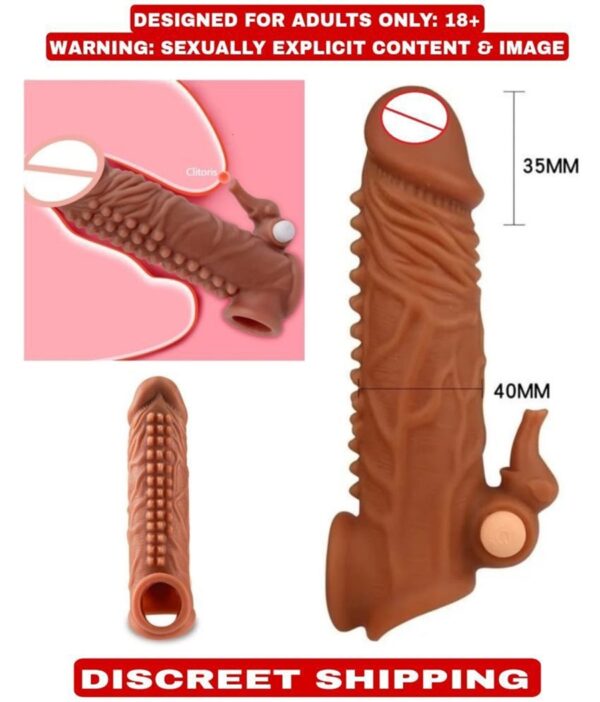 Soft Silicon Men Reusable Dragon Rabbit Condom With Extra Length And Girth Extension Ribbed & Dotted Sleeve - Image 2